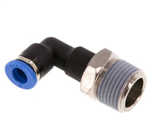 Racor de 6mm x R3/8'' 90deg con rosca macho latón/PA 66 NBR cuerpo largo giratorio [2 piezas]