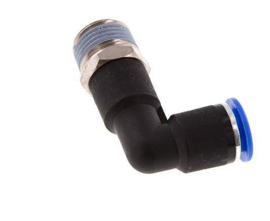 Codo de 90 grados 12mm x R1/2'' con rosca macho Latón/PA 66 NBR Cuerpo largo giratorio [2 piezas]