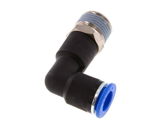 Codo de 90 grados 12mm x R1/2'' con rosca macho Latón/PA 66 NBR Cuerpo largo giratorio [2 piezas]