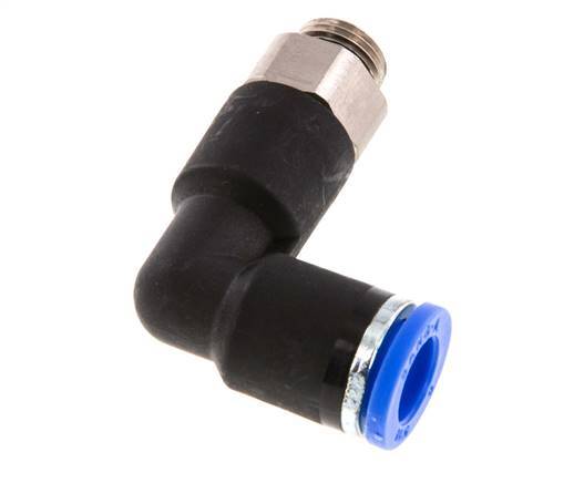 Codo de 90 grados 8mm x G1/8'' con rosca macho latón/PA 66 NBR cuerpo largo giratorio [2 piezas]