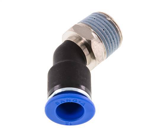 Racor de 12mm x R1/2'' 45deg con rosca macho Latón/PA 66 NBR