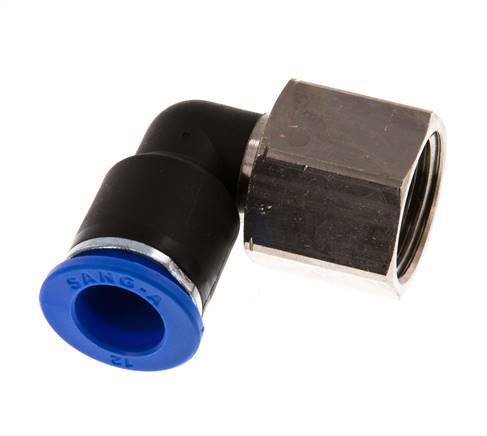 Codo de 90 grados 12mm x G1/2'' con rosca hembra Latón/PA 66 NBR Giratorio