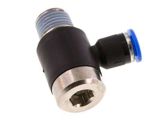 Codo de 6mm x R1/4'' en forma de L con rosca macho latón/PA 66 NBR interior hexagonal giratorio [2 piezas]