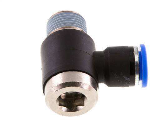 10mm x R3/8'' Codo de 90 grados en forma de L Racor con rosca macho Latón/PA 66 NBR Hexágono interior giratorio