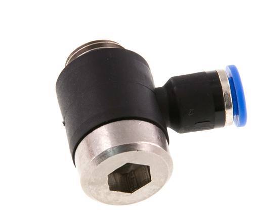 Codo de 6mm x G1/4'' en forma de L con rosca macho latón/PA 66 NBR interior hexagonal giratorio [2 piezas]
