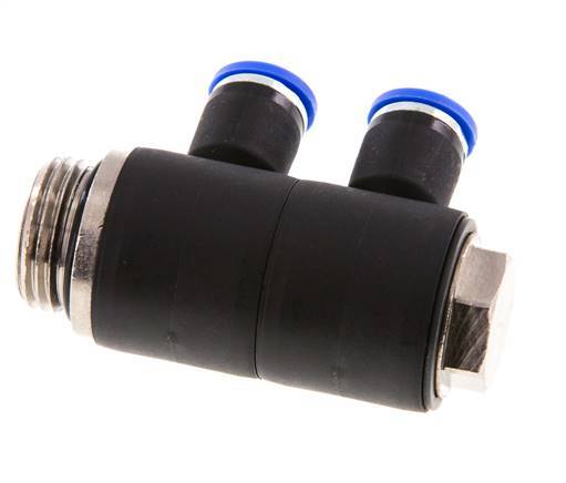 Racor rápido de 2 vías de 8 mm x G1/2'' con rosca macho Latón/PA 66 NBR Giratorio
