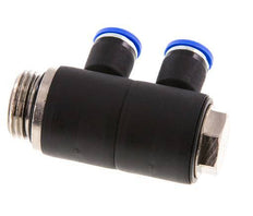 Racor rápido de 2 vías de 8 mm x G1/2'' con rosca macho Latón/PA 66 NBR Giratorio