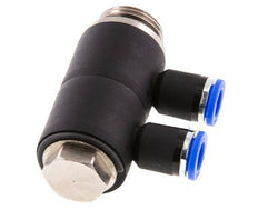 Racor rápido de 2 vías de 8 mm x G1/2'' con rosca macho Latón/PA 66 NBR Giratorio