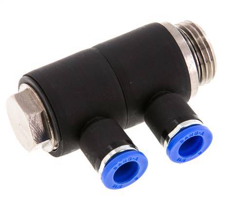 Racor rápido de 2 vías de 8 mm x G1/2'' con rosca macho Latón/PA 66 NBR Giratorio