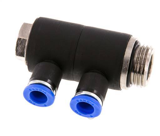 Racor rápido de 2 vías de 8 mm x G1/2'' con rosca macho Latón/PA 66 NBR Giratorio