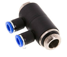 Racor rápido de 2 vías de 8 mm x G1/2'' con rosca macho Latón/PA 66 NBR Giratorio