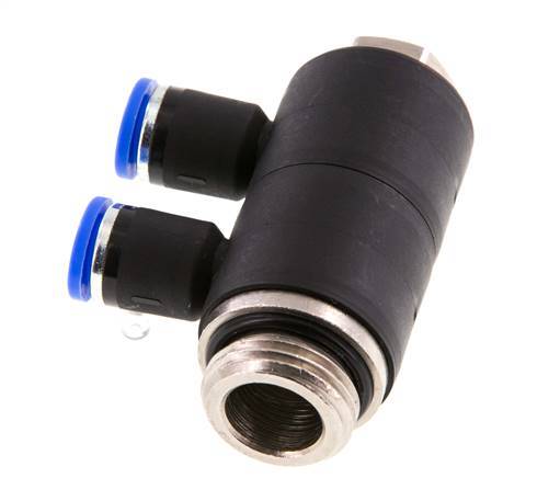 Racor rápido de 2 vías de 8 mm x G1/2'' con rosca macho Latón/PA 66 NBR Giratorio