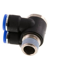 Codo doble de 90 grados de 10mm x R3/8'' con rosca macho Latón/PA 66 NBR Giratorio
