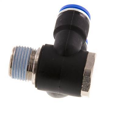 Codo doble de 90 grados de 10mm x R3/8'' con rosca macho Latón/PA 66 NBR Giratorio