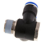 Codo doble de 90 grados de 10mm x R3/8'' con rosca macho Latón/PA 66 NBR Giratorio