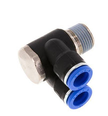 Codo doble de 90 grados de 10mm x R3/8'' con rosca macho Latón/PA 66 NBR Giratorio