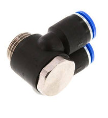 Codo doble de 90 grados 12mm x G1/2'' con rosca macho Latón/PA 66 NBR Giratorio
