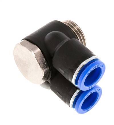 Codo doble de 90 grados 12mm x G1/2'' con rosca macho Latón/PA 66 NBR Giratorio