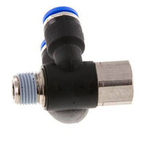 Codo doble de 90 grados de 6mm x R1/8'' con rosca macho-hembra latón/PA 66 NBR giratorio [2 piezas]