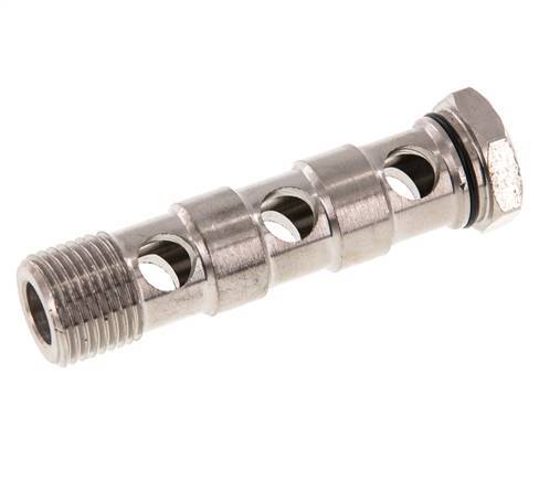 Perno banjo de latón niquelado de 3 vías con rosca macho G1/2'' NBR