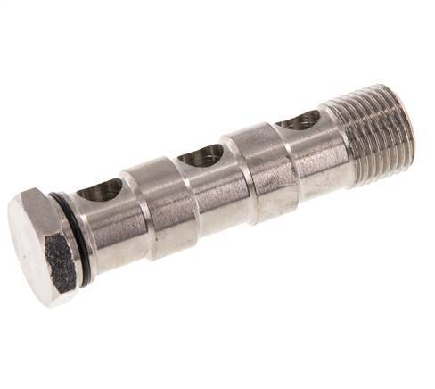 Perno banjo de latón niquelado de 3 vías con rosca macho G1/2'' NBR