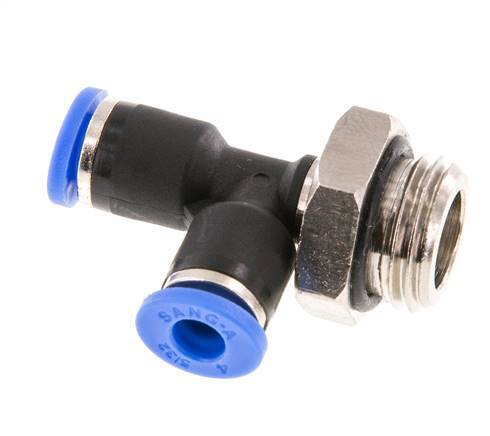 Racor en T en ángulo recto de 4mm x G1/4'' con rosca macho latón/PA 66 NBR giratorio [2 piezas]