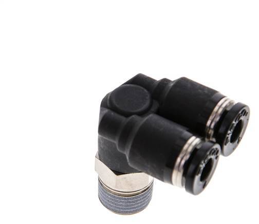4mm x R1/8'' Y Push-in Fitting with Male Threads Brass/PBT NBR Rotatable