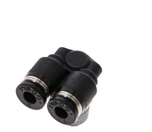 4mm x R1/8'' Y Push-in Fitting with Male Threads Brass/PBT NBR Rotatable