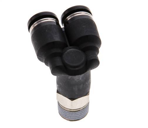 4mm x R1/8'' Y Push-in Fitting with Male Threads Brass/PBT NBR Rotatable