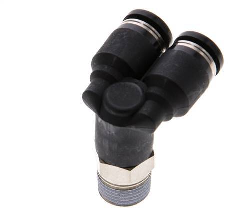 4mm x R1/8'' Y Push-in Fitting with Male Threads Brass/PBT NBR Rotatable