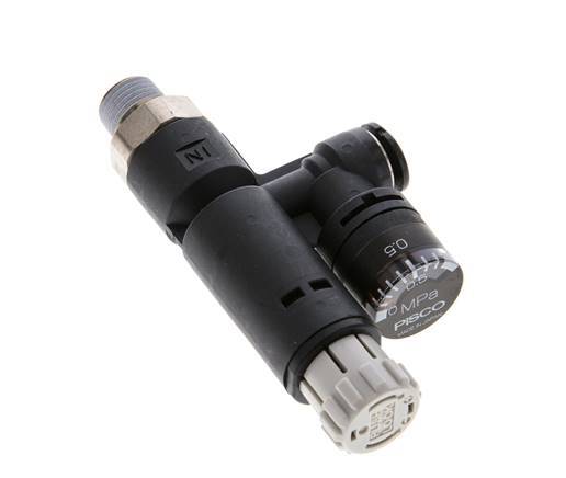 Regulador de presión neumático 6mm - R1/8'' con manómetro