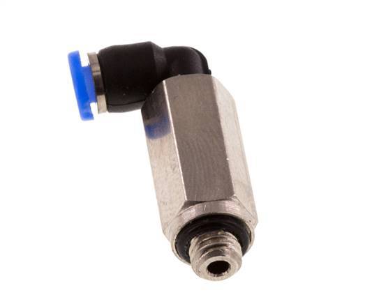 Codo de 3mm x M 5 90deg con rosca macho Latón/PBT NBR Manguito largo Diseño compacto giratorio [2 piezas]