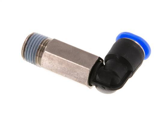 Racor de 6mm x R1/8'' 90deg con rosca macho Latón/PBT NBR Manguito largo giratorio Diseño compacto [2 piezas]