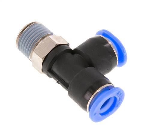 Racor en T en ángulo recto de 6mm x R1/8'' con rosca macho Latón/PBT NBR Diseño compacto y giratorio [2 piezas]