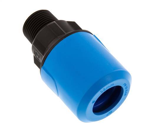 Racor de 32mm x R1'' con rosca macho POM/PA NBR