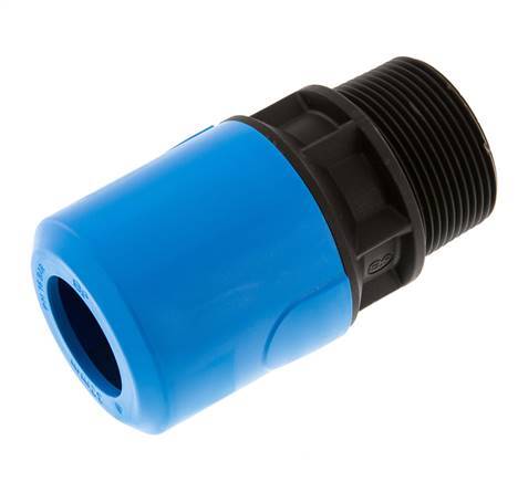 Racor de 32mm x R1 1/2'' con rosca macho PA/POM NBR