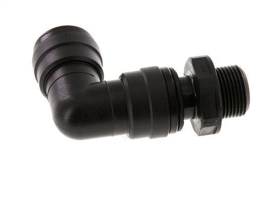 Racor de 22mm x G3/4'' 90deg con rosca macho POM NBR Giratorio