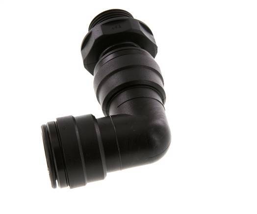 Racor de 22mm x G3/4'' 90deg con rosca macho POM NBR Giratorio