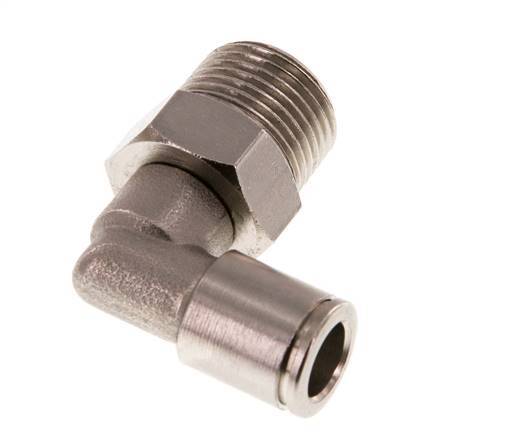 Racor de 8mm x R3/8'' 90deg con rosca macho Latón NBR Giratorio