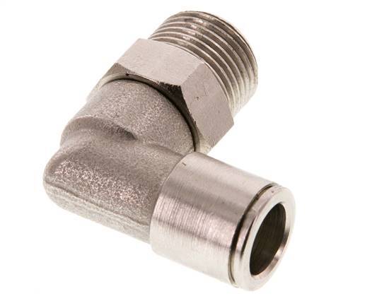 Codo de 90 grados 10mm x R3/8'' con rosca macho latón FKM giratorio