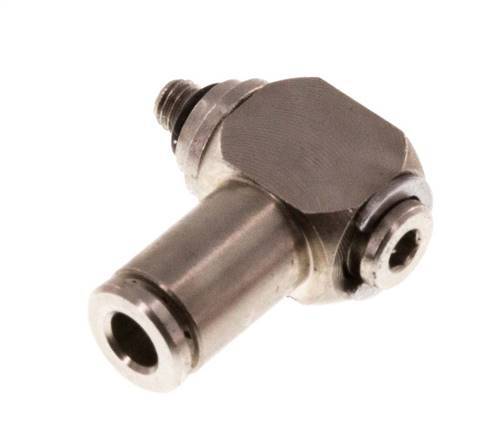 3mm x M 3 90deg Elbow L-shape Push-in Fitting with Male Threads Brass NBR Rotatable