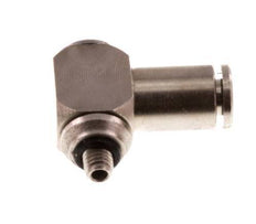 3mm x M 3 90deg Elbow L-shape Push-in Fitting with Male Threads Brass NBR Rotatable