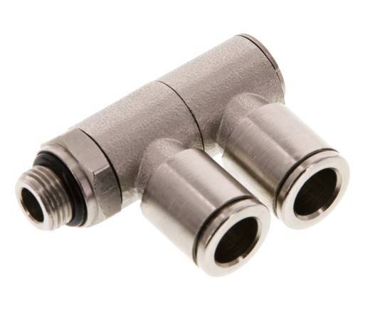 8mm x G1/8'' 2-way Manifold Push-in Fitting with Male Threads Brass NBR Rotatable