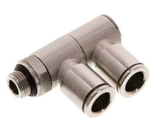 8mm x G1/8'' 2-way Manifold Push-in Fitting with Male Threads Brass NBR Rotatable