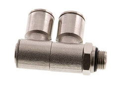 8mm x G1/8'' 2-way Manifold Push-in Fitting with Male Threads Brass NBR Rotatable