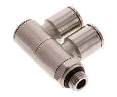 8mm x G1/8'' 2-way Manifold Push-in Fitting with Male Threads Brass NBR Rotatable