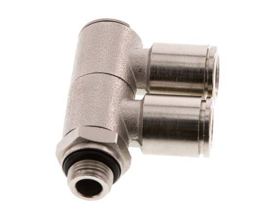 8mm x G1/8'' 2-way Manifold Push-in Fitting with Male Threads Brass NBR Rotatable