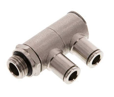 6mm x G1/4'' 2-way Manifold Push-in Fitting with Male Threads Brass NBR Rotatable