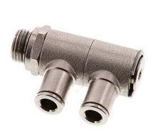 6mm x G1/4'' 2-way Manifold Push-in Fitting with Male Threads Brass NBR Rotatable
