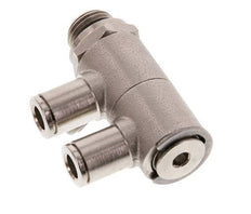 6mm x G1/4'' 2-way Manifold Push-in Fitting with Male Threads Brass NBR Rotatable